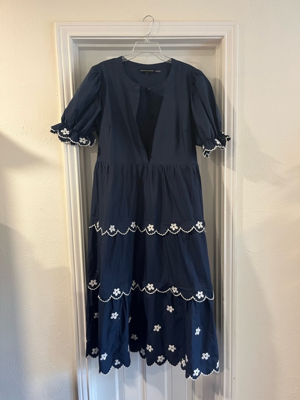 English Factory Navy Maxi Dress with White Floral Embroidery - Picture 2 of 3